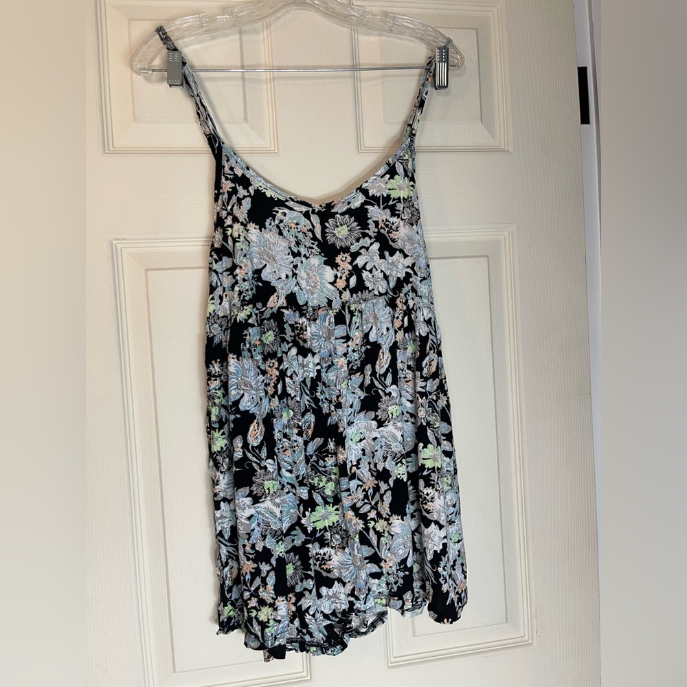 LOLA Floral Jumper Spaghetti Straps in Black and Blue Size Large - Picture 2 of 7